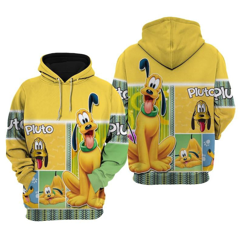 Disney Cartoon Fan Gift, Pluto Dog Disney, Lovely Pluto Dog All Over Print Hoodie, Zip Hoodie