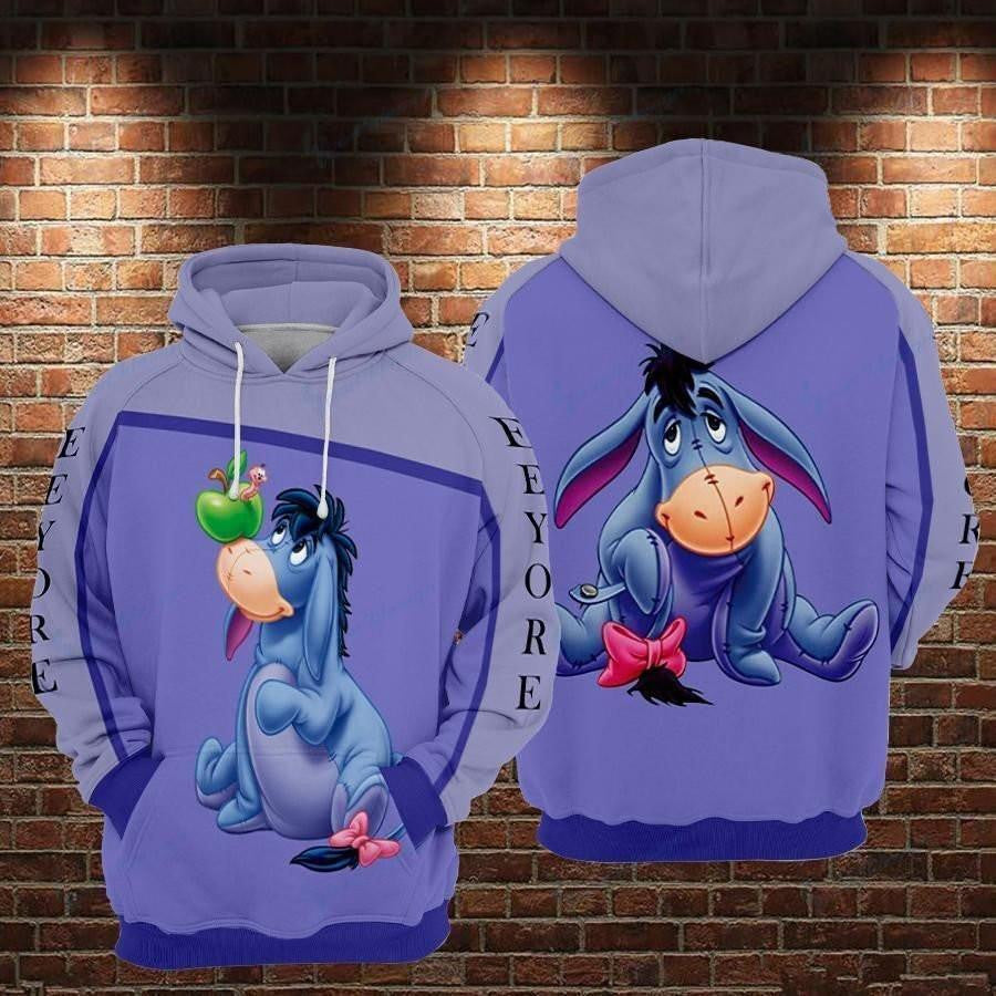 Eeyore Winnie The Pooh Disney, Cute Eeyore All Over Print Hoodie, Zip Hoodie