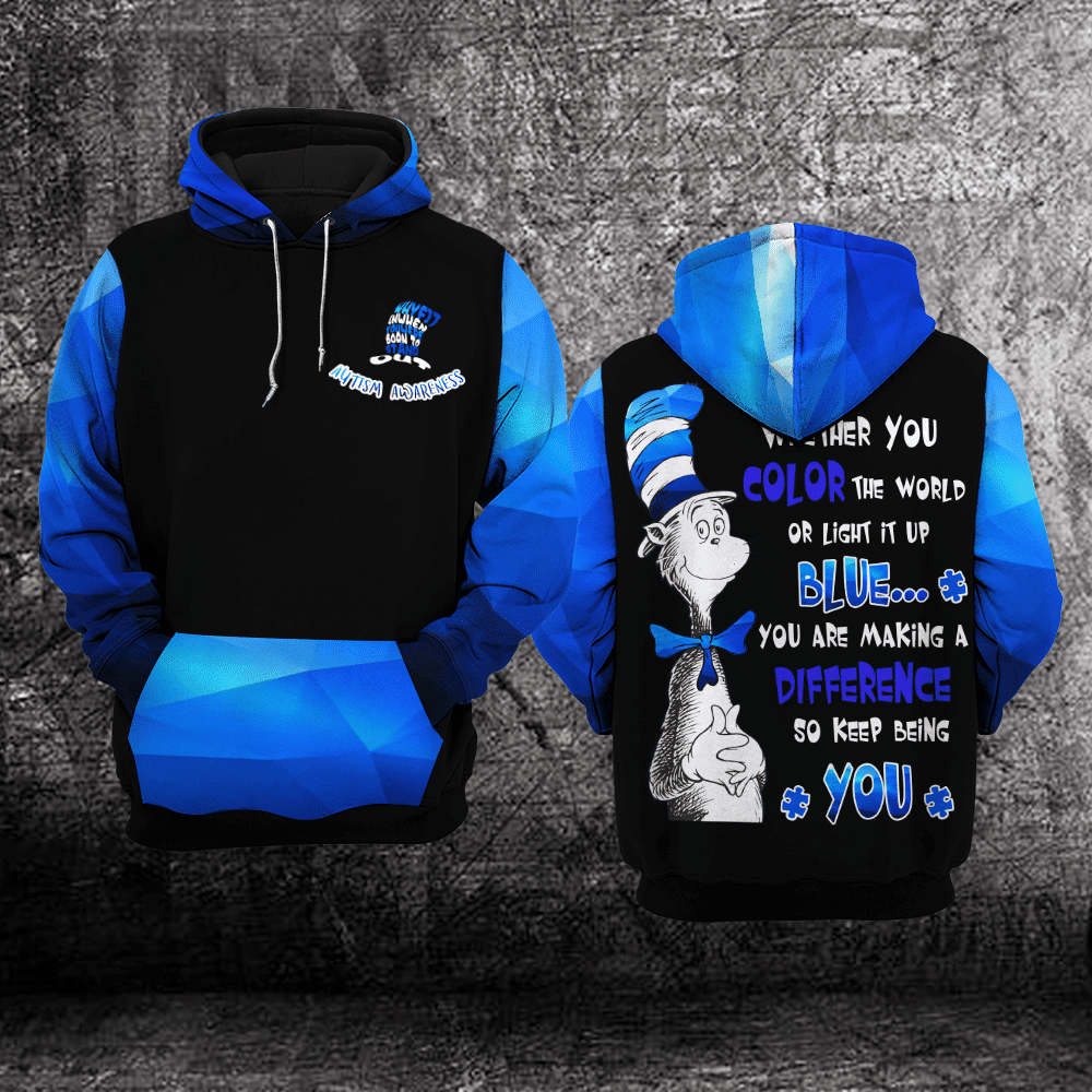 Autism Awareness The Cat In The Hat, Keep Being You All Over Print Hoodie