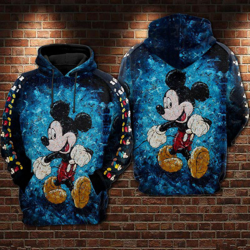 Mickey Evolution Blue, Mickey Mouse Disney All Over Print Hoodie