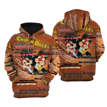 Disney Cartoon Chip 'n' Dale, Disney Quotes All Over Print Hoodie, Zip Hoodie