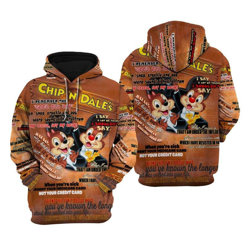 Disney Cartoon Chip 'n' Dale, Disney Quotes All Over Print Hoodie, Zip Hoodie