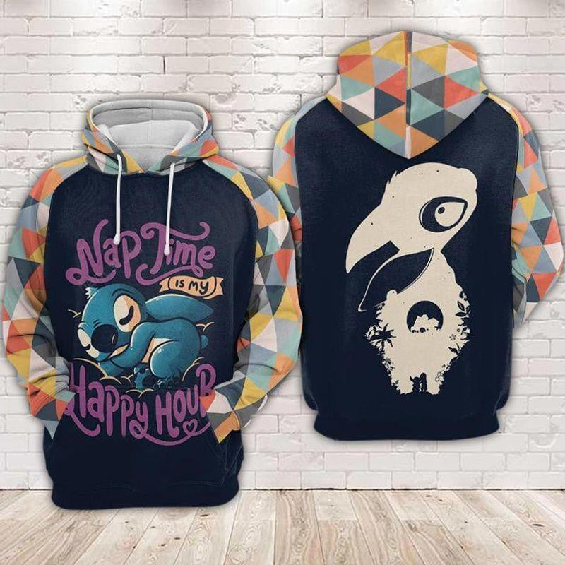 Lilo And Stitch Disney, Nap Time Is My Happy Hour Stitch Silhouette Aop Hoodie