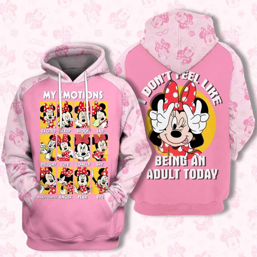Disney Minnie My Emotions, I Dont Feel Like Being An Adult Today Aop Hoodie
