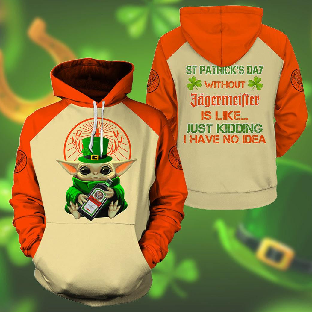 Yoda Jagermeister St Patrick Day Hoodie, Gift For Fan 3d All Over Print Shirt Hoodie