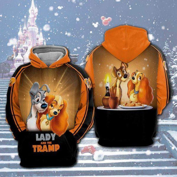 Lady And The Tramp Disney Cartoon 2k747 Lover Gift All Over Print 3d Hoodie