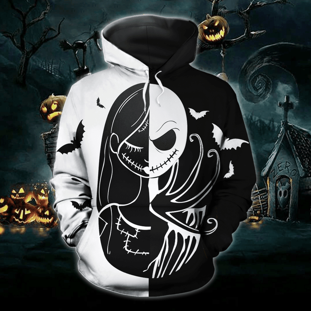 Jack Skellington And Sally Nightmare Before Christmas 3d Hoodie Zip Hoodie