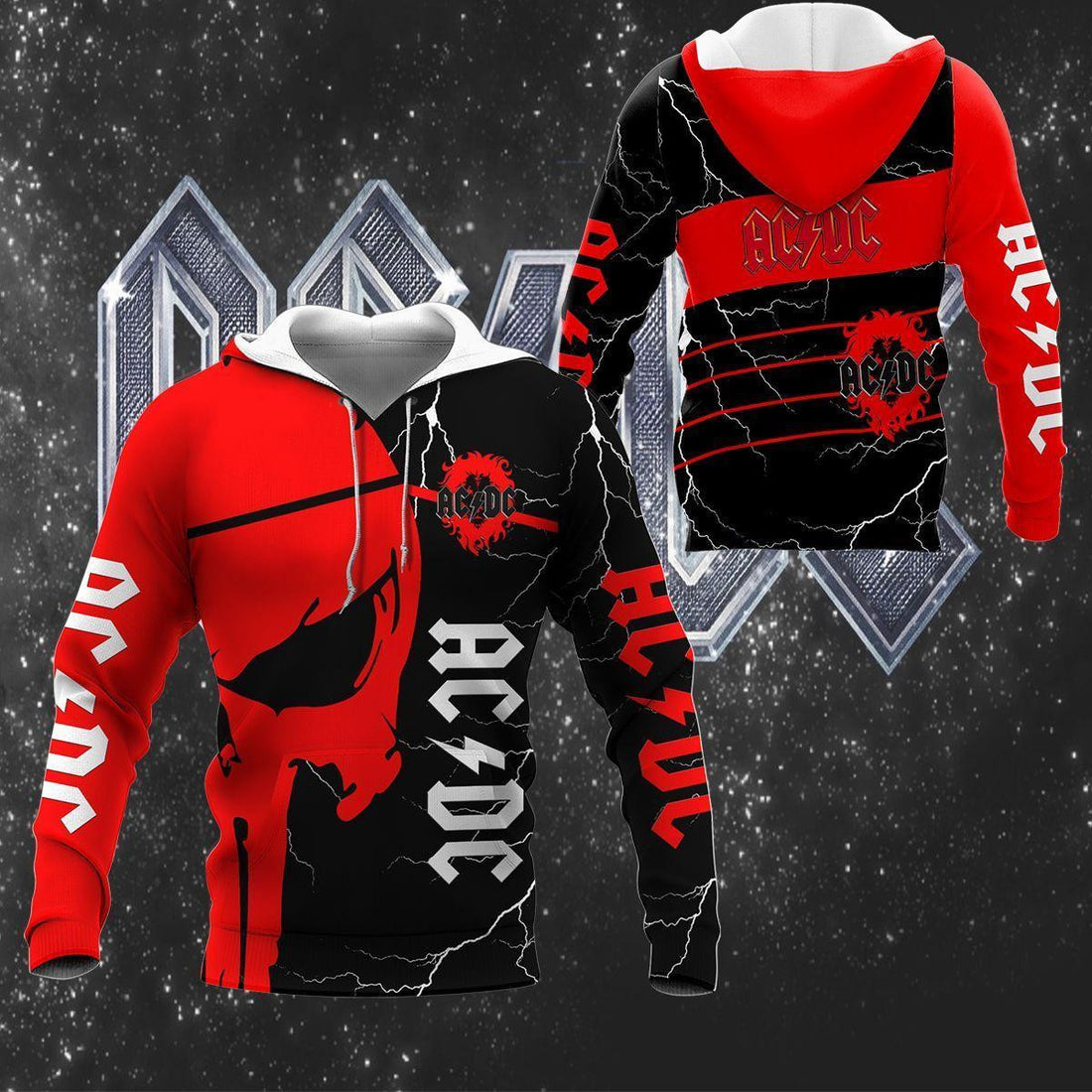 Ac/dc Music Band Fan Gift, Acdc Band Logo Skull All Over Print Hoodie, Zip Hoodie 879