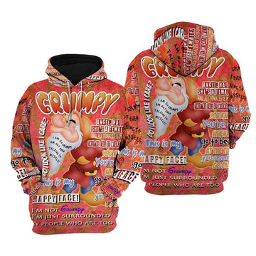 Snow White And Seven The Dwarfs Disney Cartoon, Disney Quotes, Grumpy Dwarf Punk Words Pattern All Over Print Hoodie, Zip Hoodie
