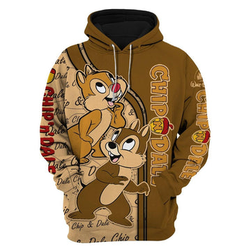 Chip 'n' Dale Disney Fan Gift, Grumpy Dwarf Stylist Unisex Cartoon Graphic Outfits Gift Aop Hoodie, Zip Hoodie