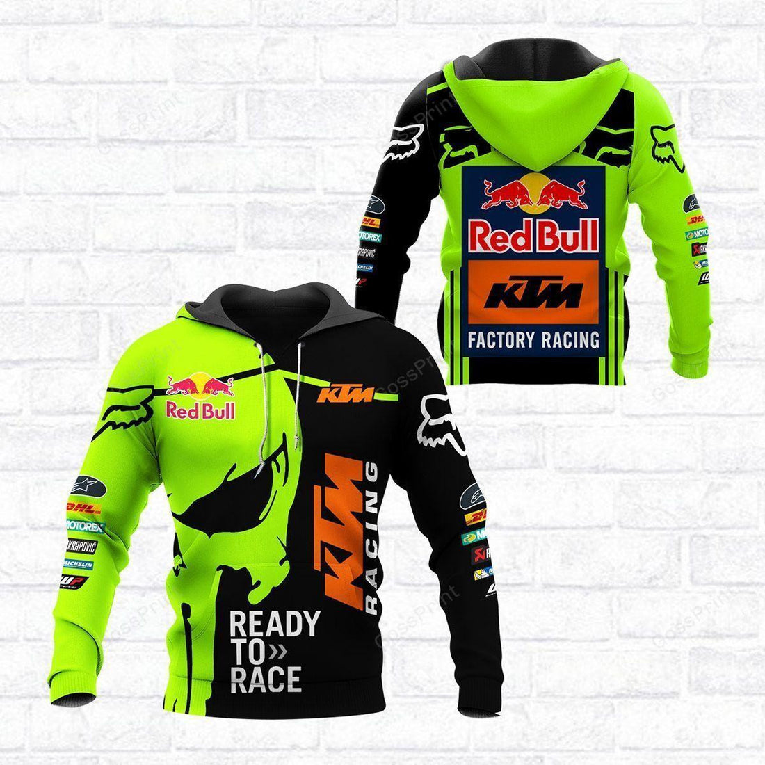 Motogp Red Bull Ktm Racing, Skull Ready To Race All Over Print Hoodie, Zip Hoodie 27