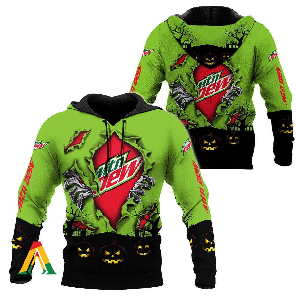 Scary Night Halloween Mountain Dew Hoodie &amp; Zip Hoodie