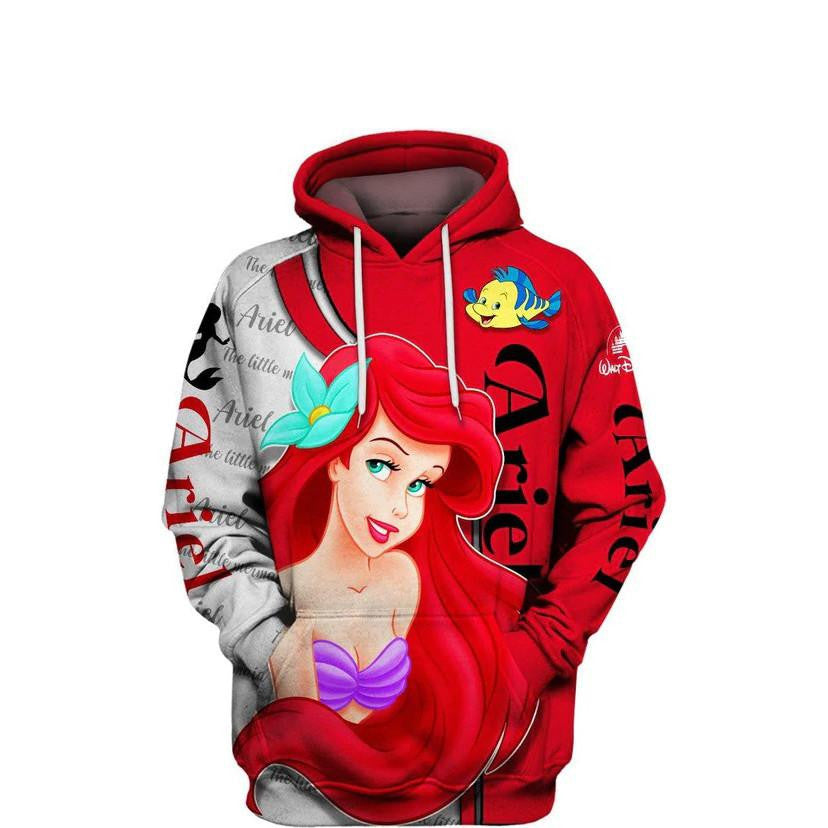 Ariel And Flounder The Little Mermaid, Disney Princess Fan Gift All Over Print Hoodie