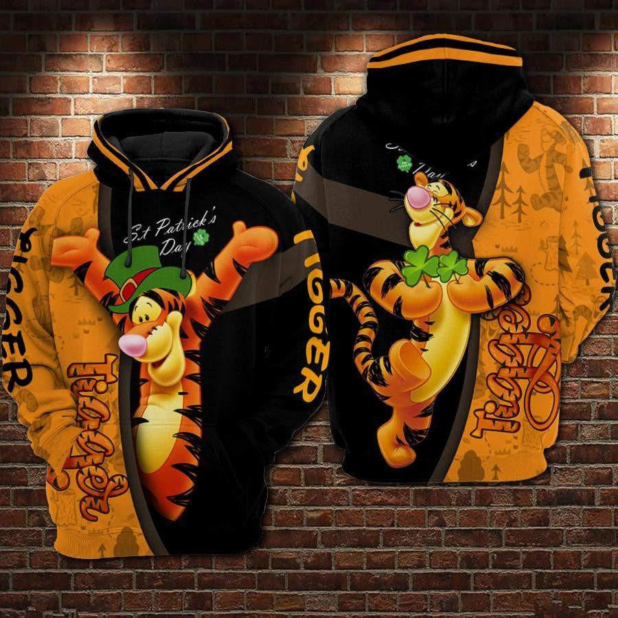 Disney Winnie The Pooh, Tigger St Patrick's Day Aop Hoodie, Zip Hoodie