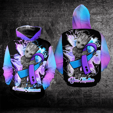 Groot Suicide Awareness, Groot Hug Suicide Awareness Logo, You Matter All Over Print Hoodie