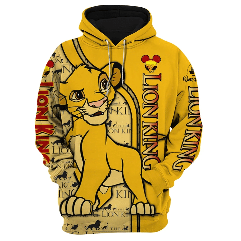 Simba The Lion King Walt Disney Fan Gift, Stylist Unisex Cartoon Graphic Outfits Aop Hoodie, Zip Hoodie