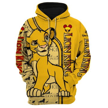 Simba The Lion King Walt Disney Fan Gift, Stylist Unisex Cartoon Graphic Outfits Aop Hoodie, Zip Hoodie