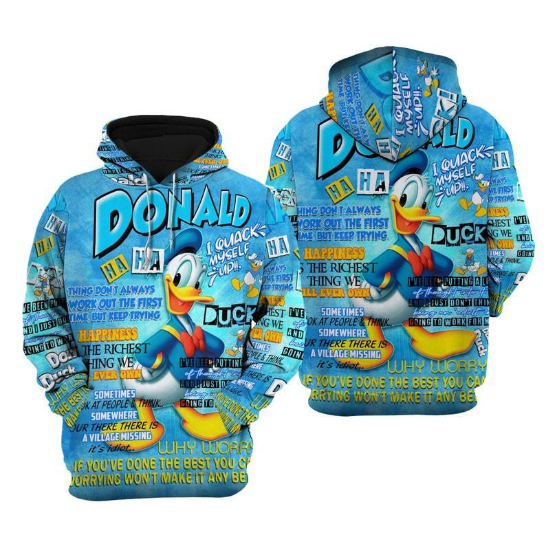 Donald Duck Disney Cartoon, Disney Quotes, Funny Donald Duck Punk Words Pattern All Over Print Hoodie, Zip Hoodie