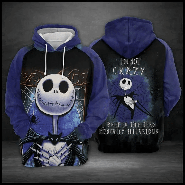 Jack Skellington, I'm Not Crazy! I Prefer The Term Mentally Hilarious Aop Hoodie