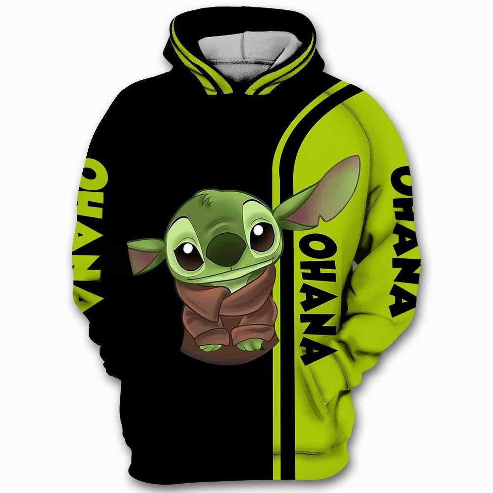 Lilo And Stitch Disney Ohana Baby Yoda Star Wars All Over Print Hoodie, Zip Hoodie