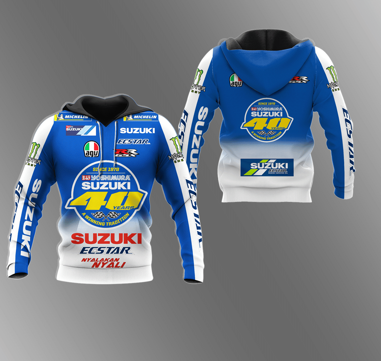 Motogp Suzuki Ecstar Team, Suzuki 40 Years A Winning Tradition All Over Print Hoodie, Zip Hoodie 73