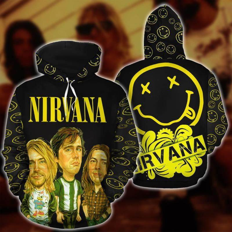 Nirvana Rock Band Fan Gift, Nirvana Logo All Over Print Hoodie