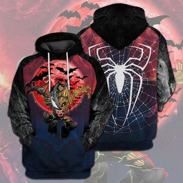 Halloween Venom Marvel Comics, Scary Venom And Groot All Over Print Hoodie