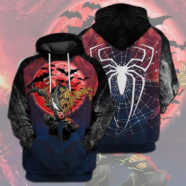 Halloween Venom Marvel Comics, Scary Venom And Groot All Over Print Hoodie