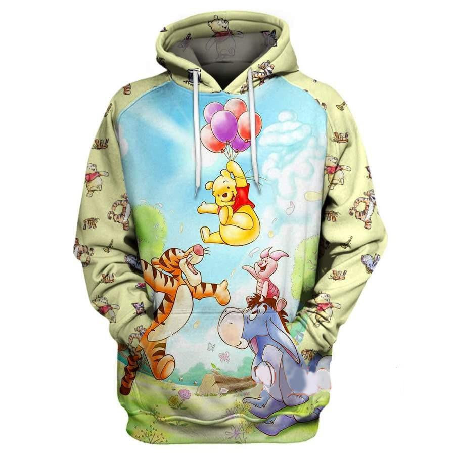 Winnie-the-pooh Disney Fan Gift, Pooh And Friends Tigger Eeyore Piglet Emoji Cartoon All Over Print Hoodie