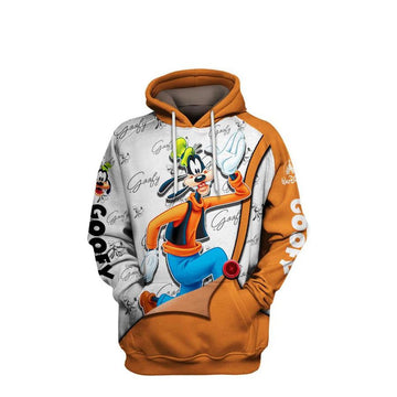 Lovely Goofy Disney Cartoon, Goofy Signature Ver104 All Over Print Hoodie
