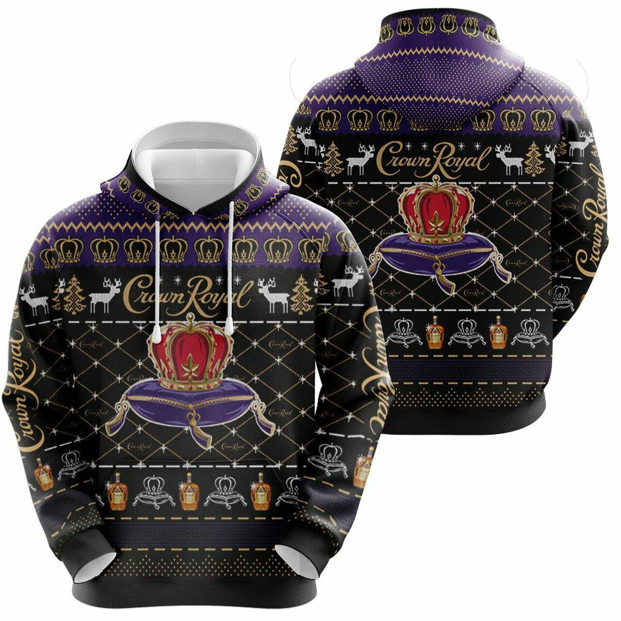 Crown Royal Whisky Wine Ugly Christmas All Over Print Hoodie 1271