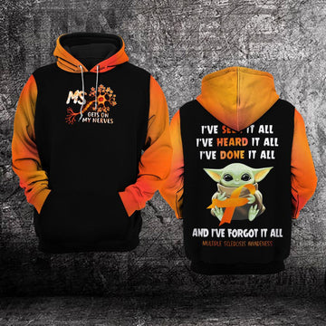 Baby Yoda Multiple Sclerosis Awareness I've Seen It All, I've Heard It All, I've Done It All All Over Print Hoodie