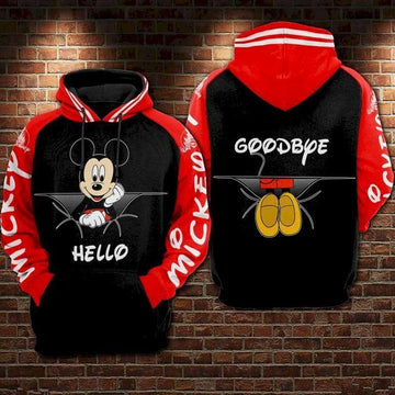 Mickey Mouse Disney, Cute Mickey Hello Goodbye Ver2 Aop Hoodie