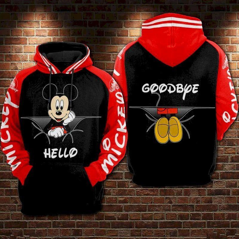 Mickey Mouse Disney, Cute Mickey Hello Goodbye Ver2 Aop Hoodie
