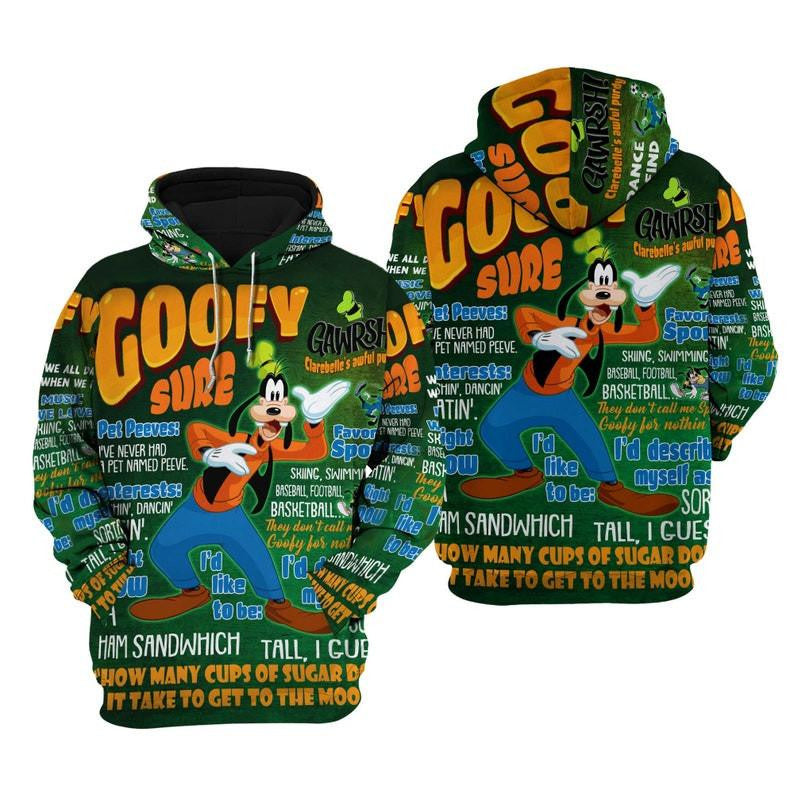 Goofy Dog Disney Cartoon, Disney Quotes, Goofy Dog Punk Words Pattern All Over Print Hoodie, Zip Hoodie