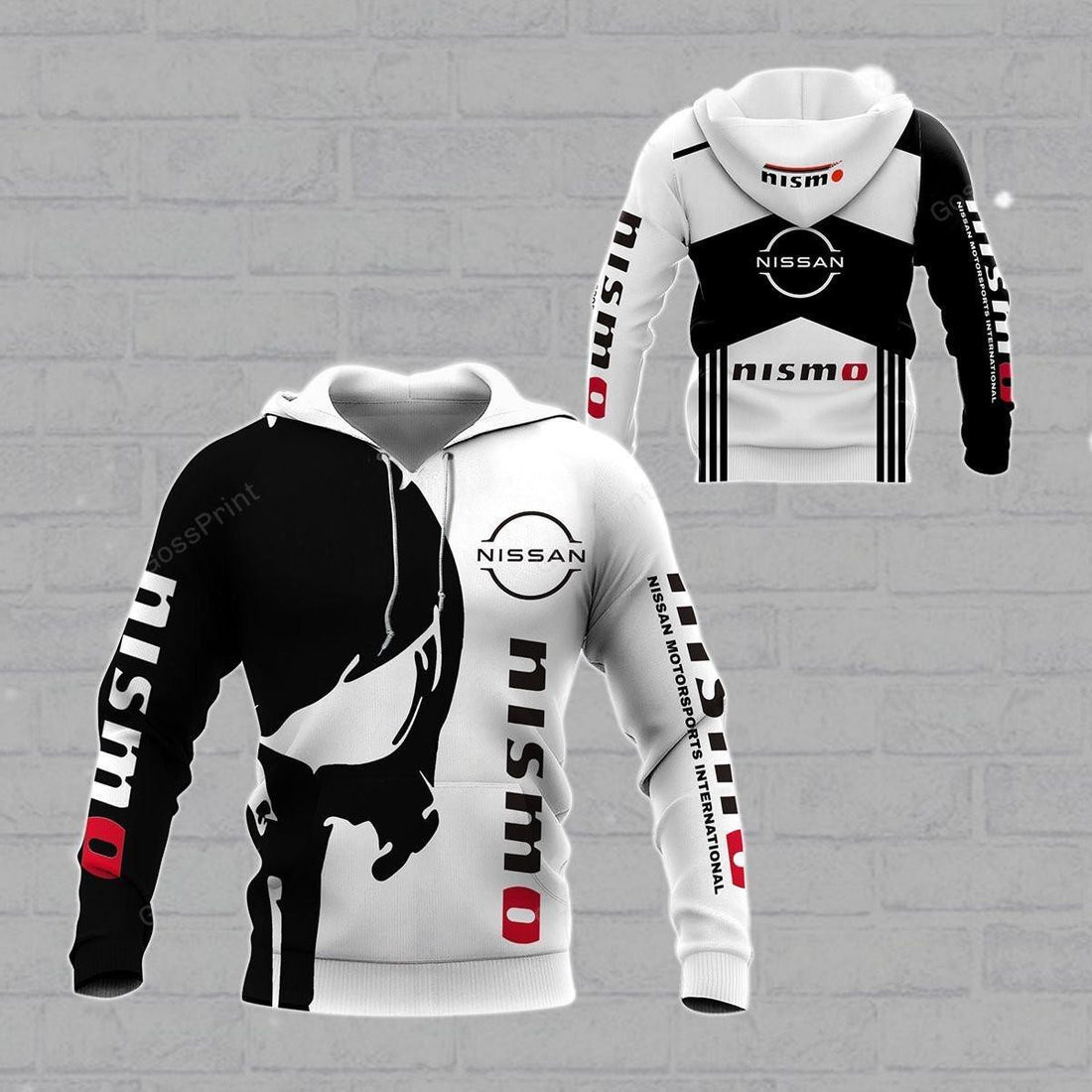 Nissan Motorsports Nismo Skull All Over Print Hoodie, Zip Hoodie 158