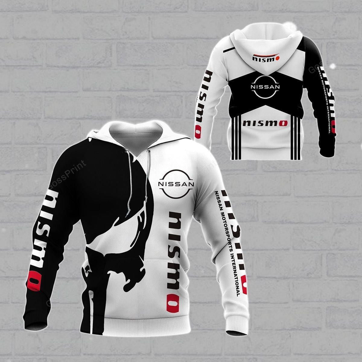 Nissan Motorsports Nismo Skull All Over Print Hoodie, Zip Hoodie 158
