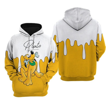 Pluto Dog Yellow Paint Disney Fan Gift, Pluto Dog Yellow Paint Gift, Stylist Unisex Cartoon Graphic Outfits Aop Hoodie