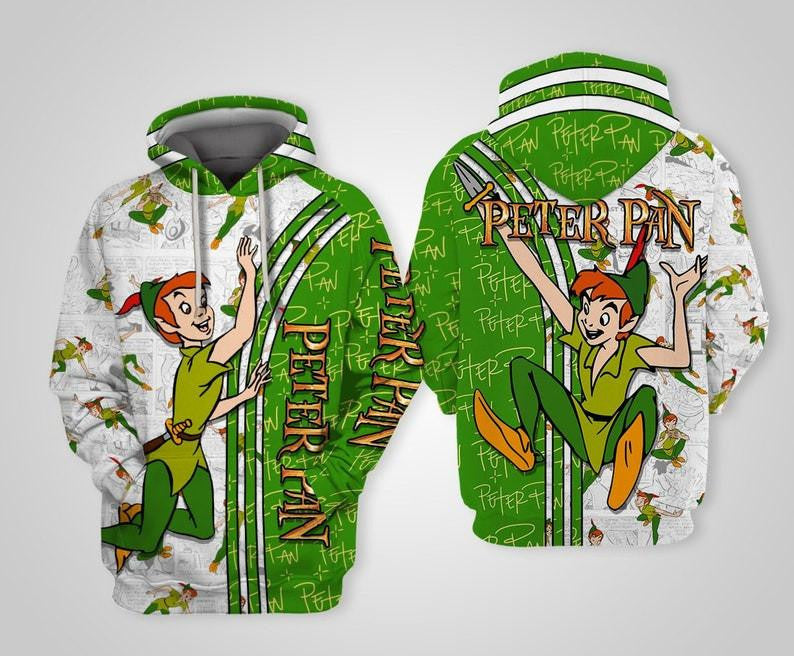 Peter Pan Disney Cartoon, Peter Pan Disney Fairies, Peter Pan Comics Book Patterns All Over Print Hoodie, Zip Hoodie