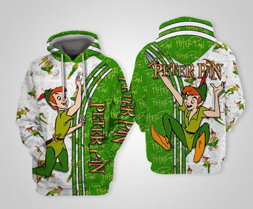 Peter Pan Disney Cartoon, Peter Pan Disney Fairies, Peter Pan Comics Book Patterns All Over Print Hoodie, Zip Hoodie