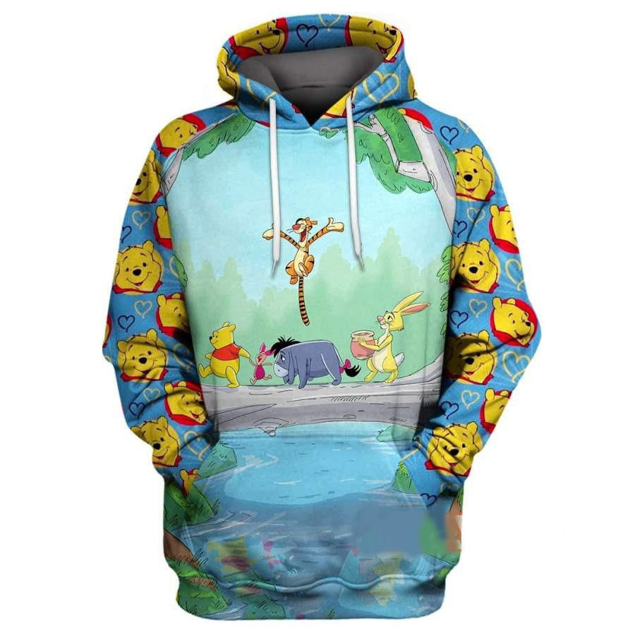 Winnie-the-pooh Disney Fan Gift, Winnie-the-pooh Emoji Face And Friends Tigger Eeyore Piglet All Over Print Hoodie