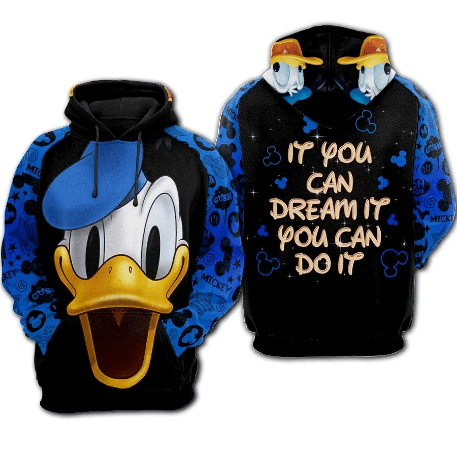 Donald Duck Pattern Mickey Mouse Disney Cartoon 509 Fan Gift Stylist Unisex Cartoon Graphic Outfits Aop Hoodie