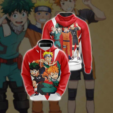My Hero Academia X Naruto X Haikyuu Anime 2k612 Lover Gift ,my Hero Academia X Naruto X Haikyuu All Over Print 3d Hoodie