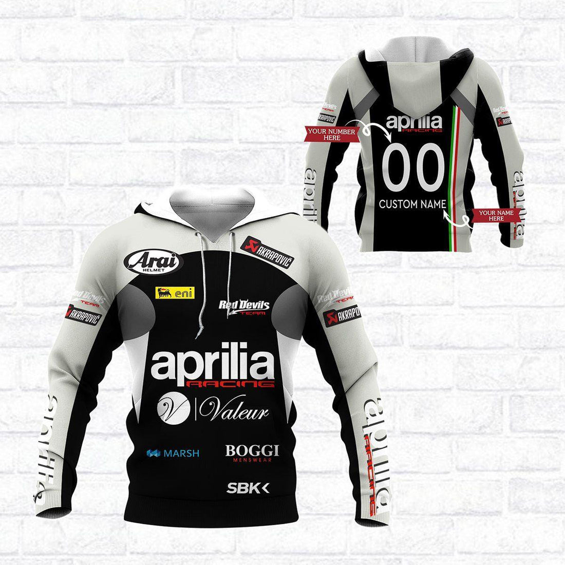 Custom Name &amp; Number Aprilia Racing Shirt Fan Gift 417, Stylist Unisex 3d Hoodie Zip Hoodie