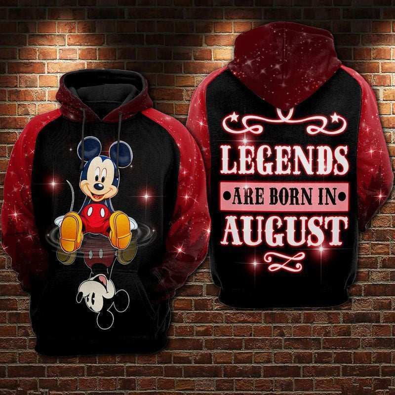 Mickey Mouse Disney Legends Are Born In August Over Print 3d Hoodie Zip Hoodie 301