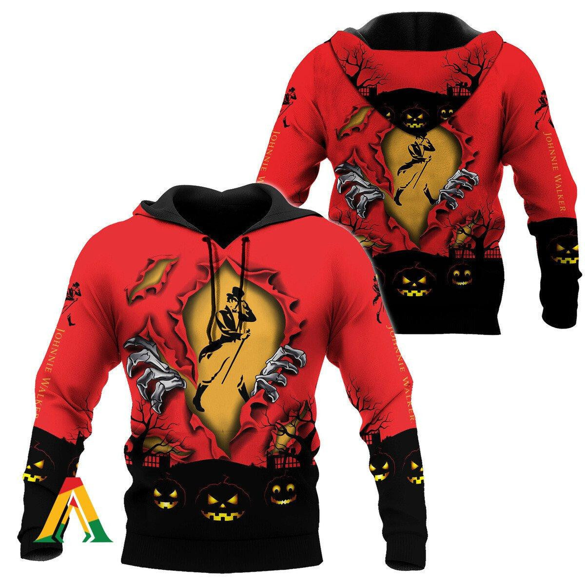 Scary Night Halloween Johnnie Walker Hoodie &amp; Zip Hoodie