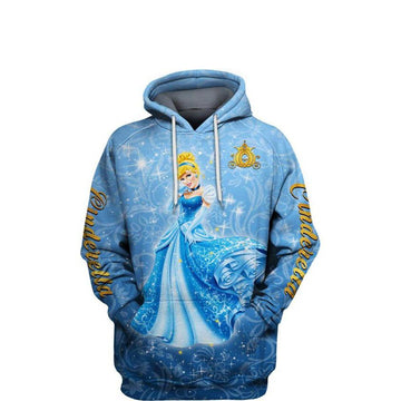 Cinderella Princess Cartoon, Cinderella Disney Princess All Over Print Hoodie