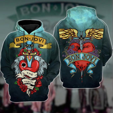 Bon Jovi Hard Rock Band Fan Gift, Bon Jovi The Tribute Show Logo All Over Print Hoodie