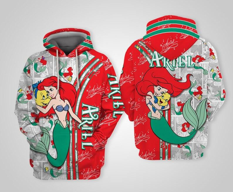 The Little Mermaid Disney Cartoon, Ariel Princess Comics Book Patterns All Over Print Hoodie, Zip Hoodie