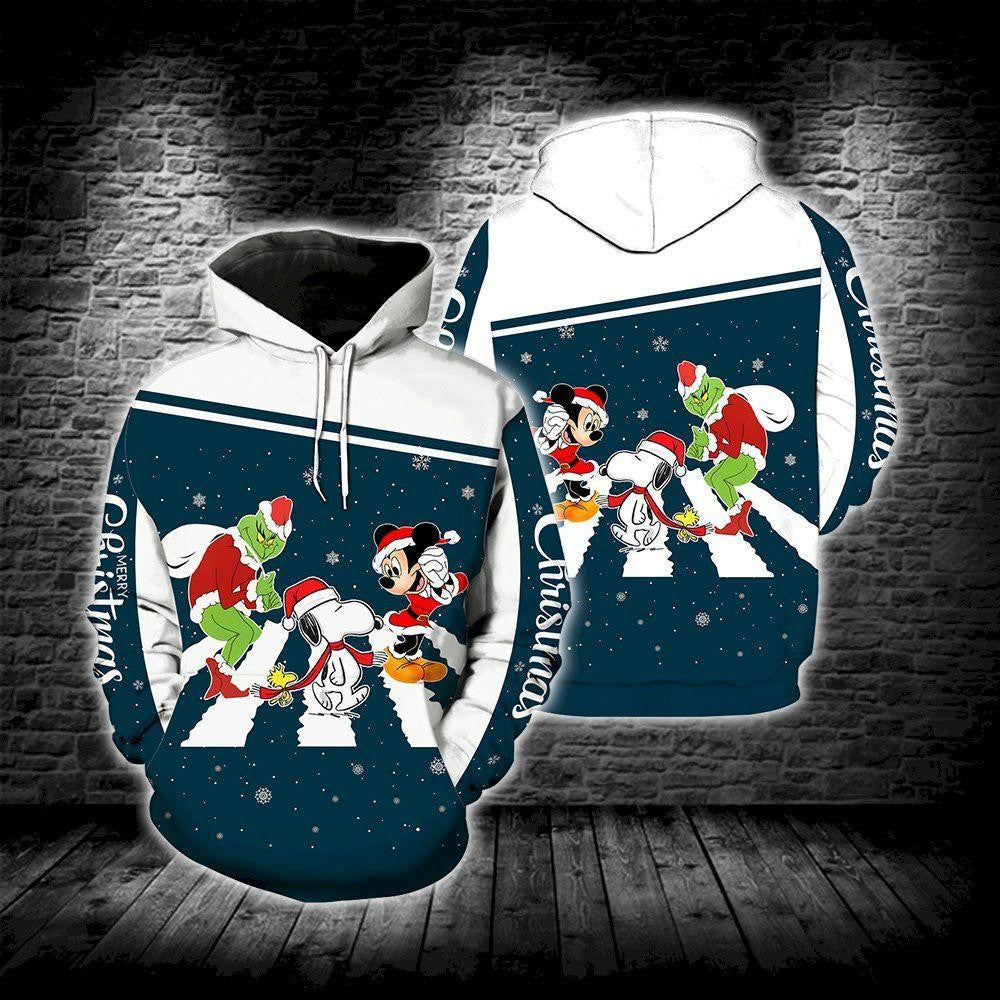 Grinch Snoopy Mickey Mouse Christmas, The Abbey Road Disney Aop Hoodie